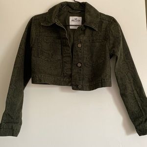 Hollister, XS, Green cropped jean jacket